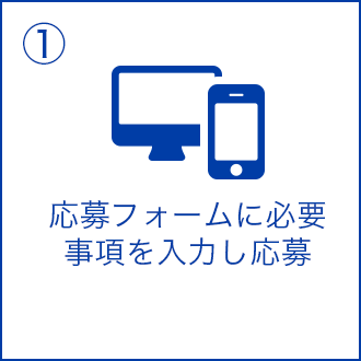 ①応募フォームに必要事項を入力し応募