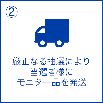 ②厳正なる抽選により当選者様にモニター品を発送