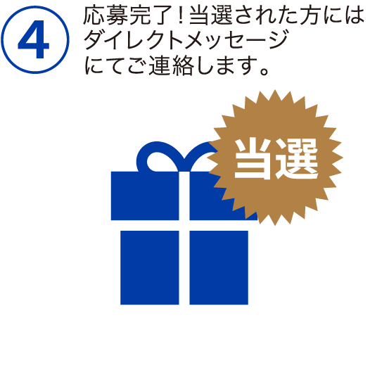 応募完了！当選された方にはダイレクトメッセージにてご連絡します。