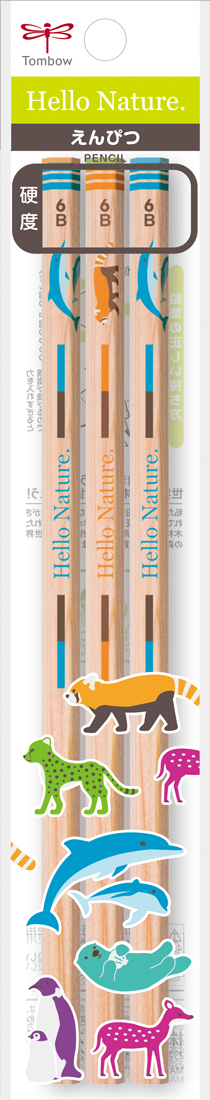 6 x Tombow Pencils 2B Hello Nature Graphite Drawing Wood Otter Red Panda 