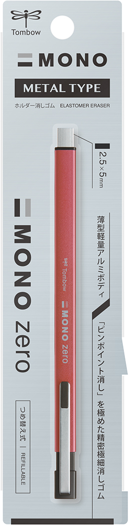 Tombow MONO Zero Eraser METAL Type 2.5 x 5mm Rectangle Pink Body New from Japan 