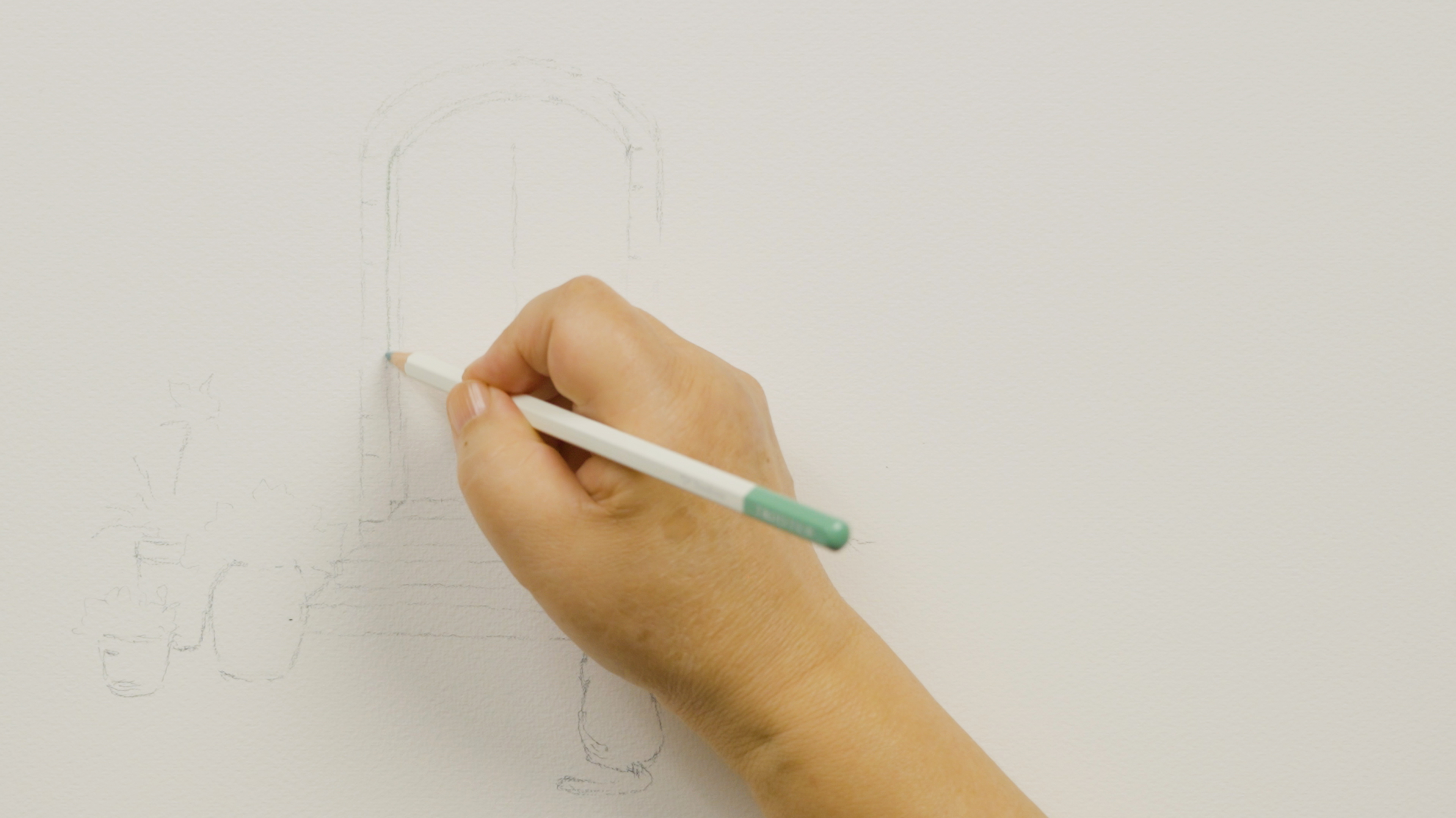 下描きもなるべく色鉛筆で